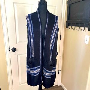 Free People black and blue knitted maxi sweater